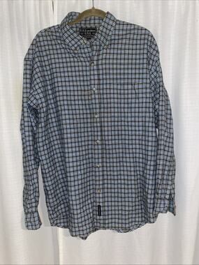 U.S. Expedition Men's L Plaid Button Down Shirt Long Sleeve 100% Cotton Casual